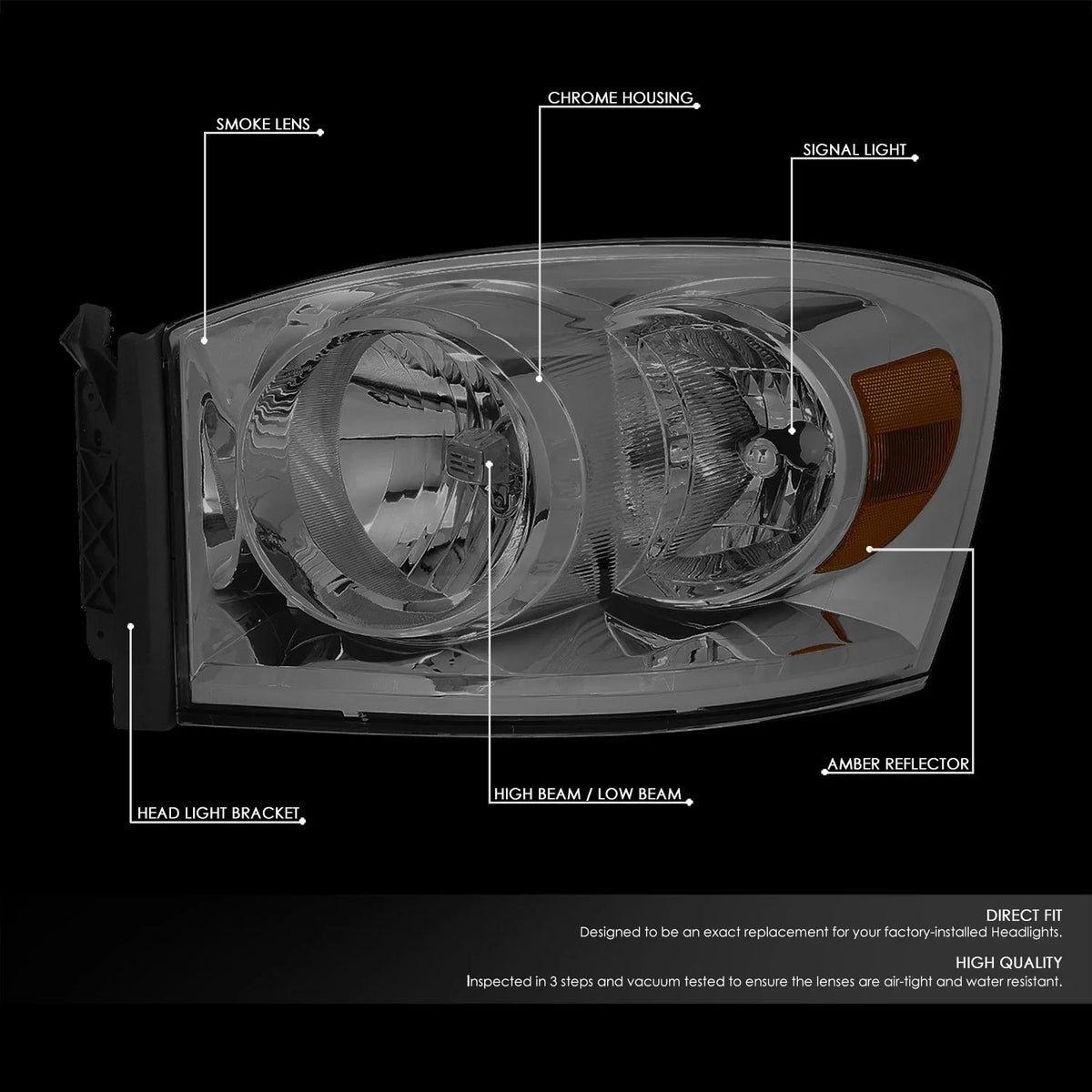 Headlight Corner Signal Lamp for Dodge Ram 1500 2500 3500 (2006–2009) Smoked Amber