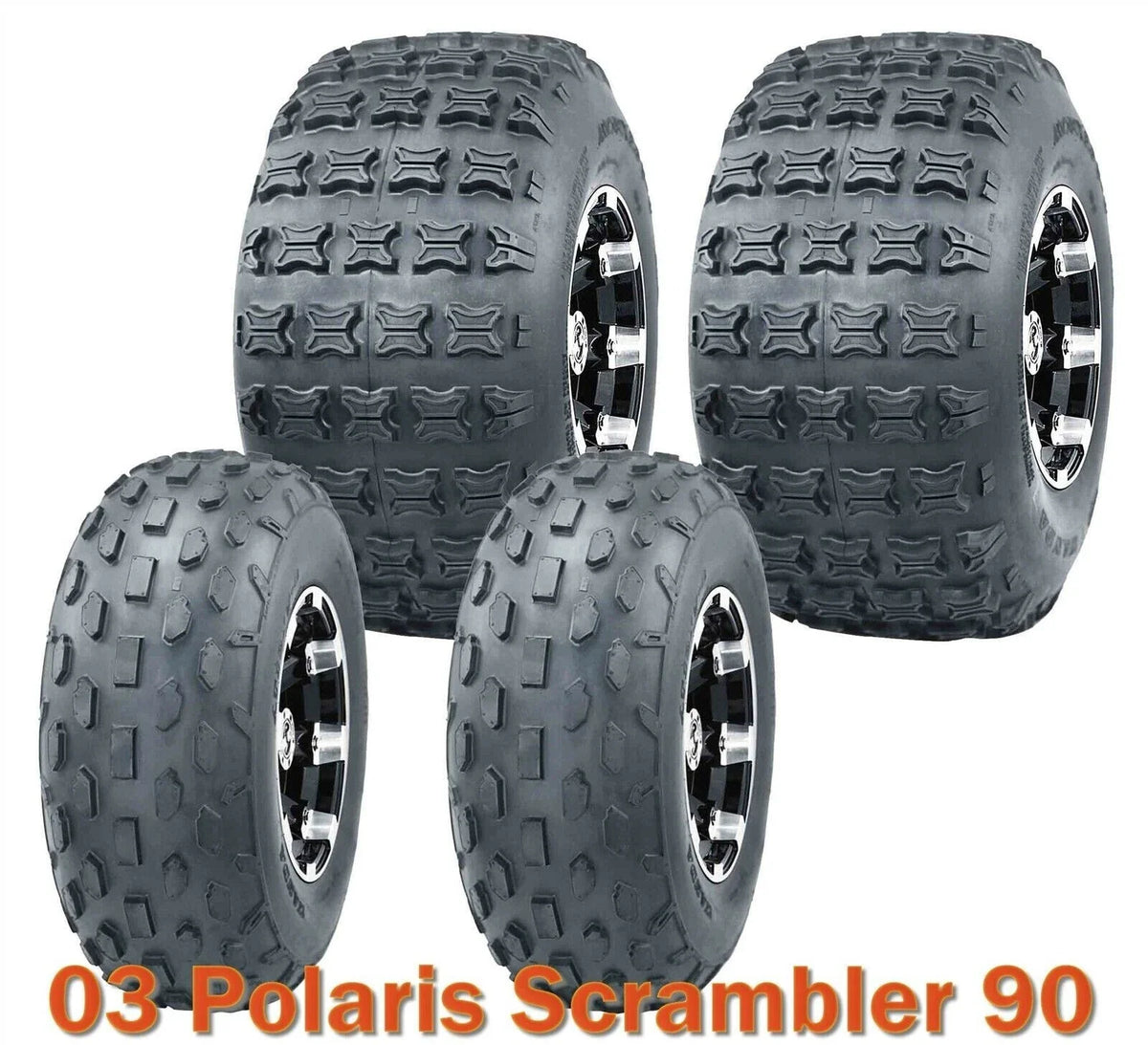 Set of 4 ATV Tires 19x7-8 & 18x9.5-8 for Polaris Scrambler 90 (2003)