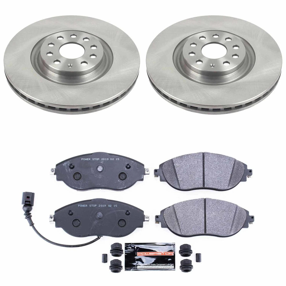 2X Powerstop TDSK7175 Disc Brake Rotor and Pad Kit Front for VW Jetta (2011–2018)