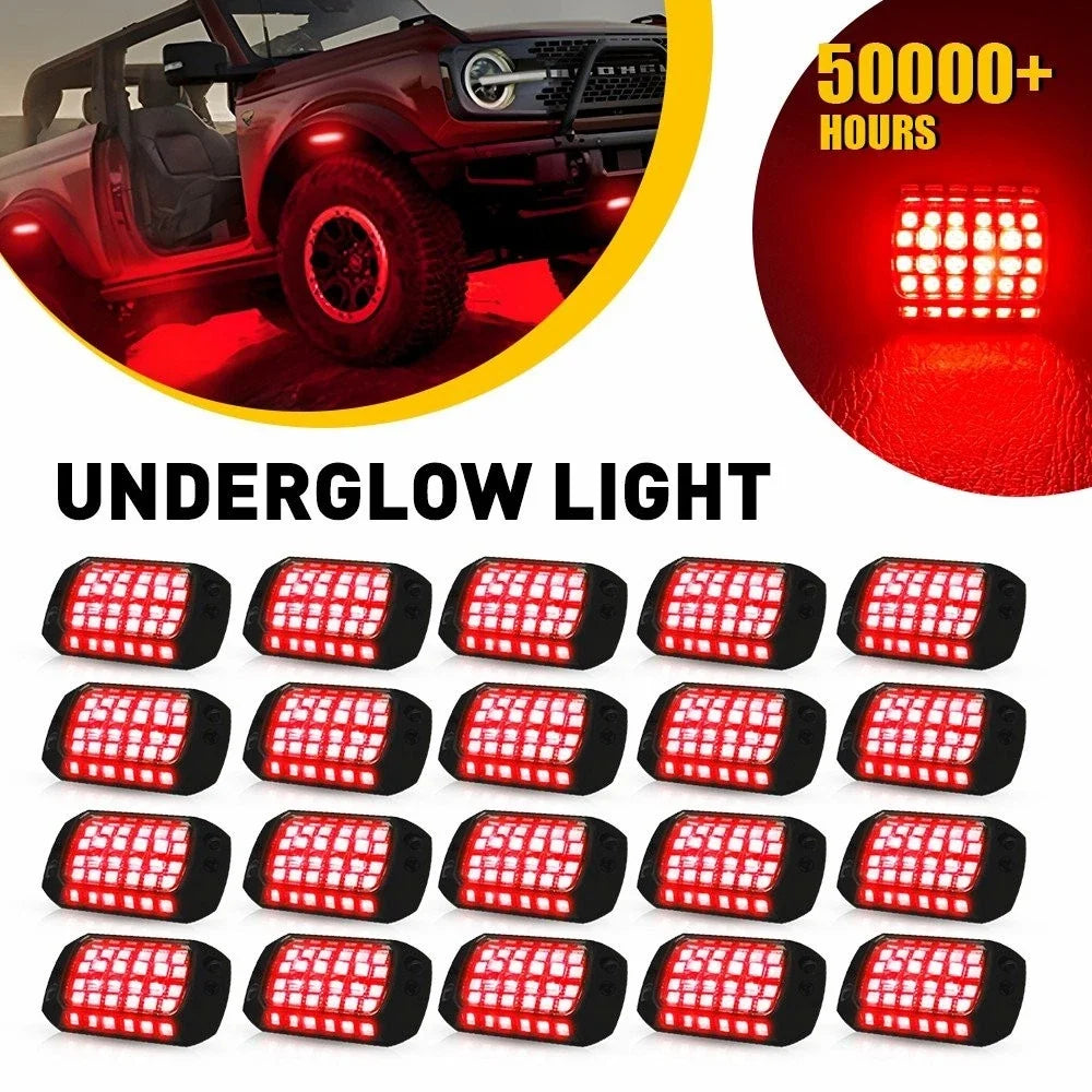 20PCS LED Rock Lights for Universal Use (Waterproof, Red)