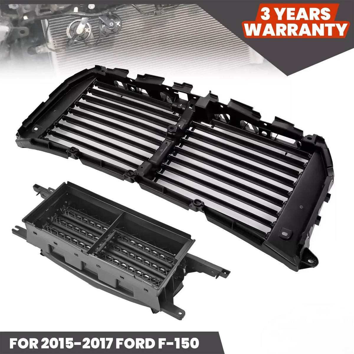 Air Shutter Assembly Upper & Lower Radiator Grille for Ford F-150 2015-2017