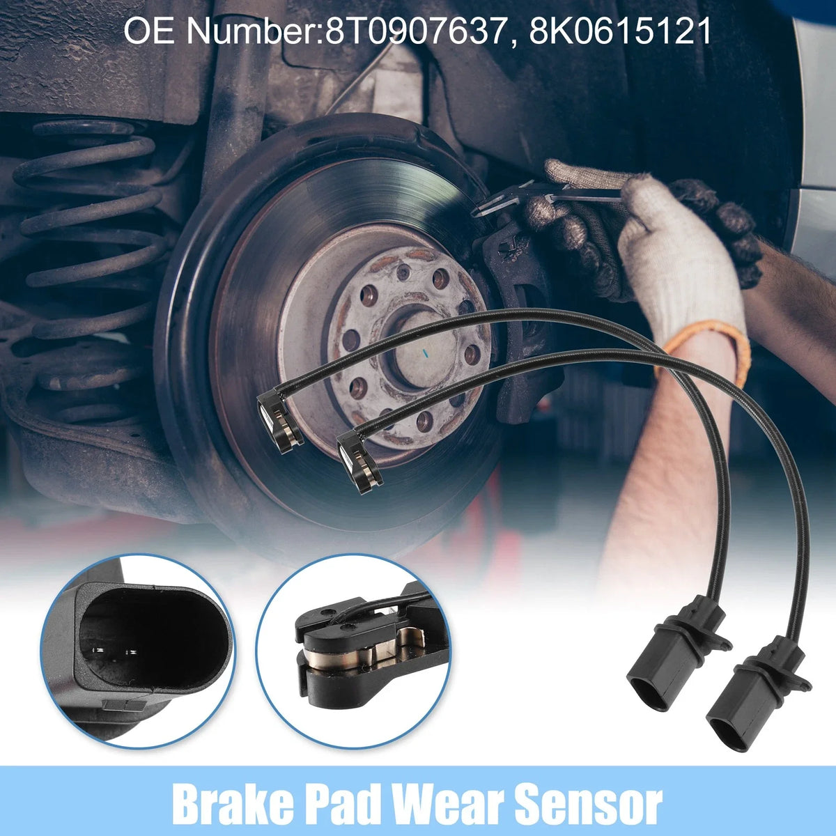 2X Front Brake Pad Wear Indicator Sensor for Audi A4 A5 A6 Quattro Q5