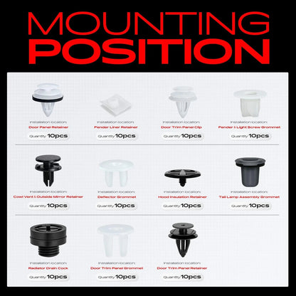 Panel Clips Fasteners 230 Pcs for Nissan Pathfinder