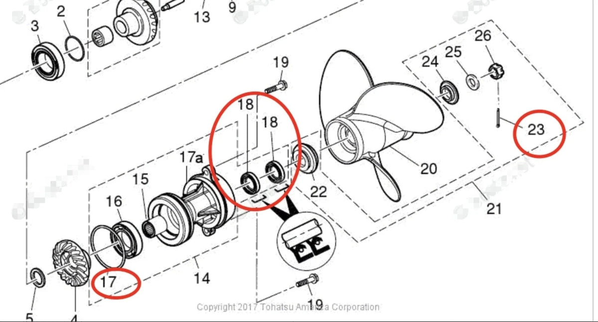 Lower Unit Gearcase Seal Kit for Tohatsu MFS40A/50A/60A MD30B2/50B2 (–)