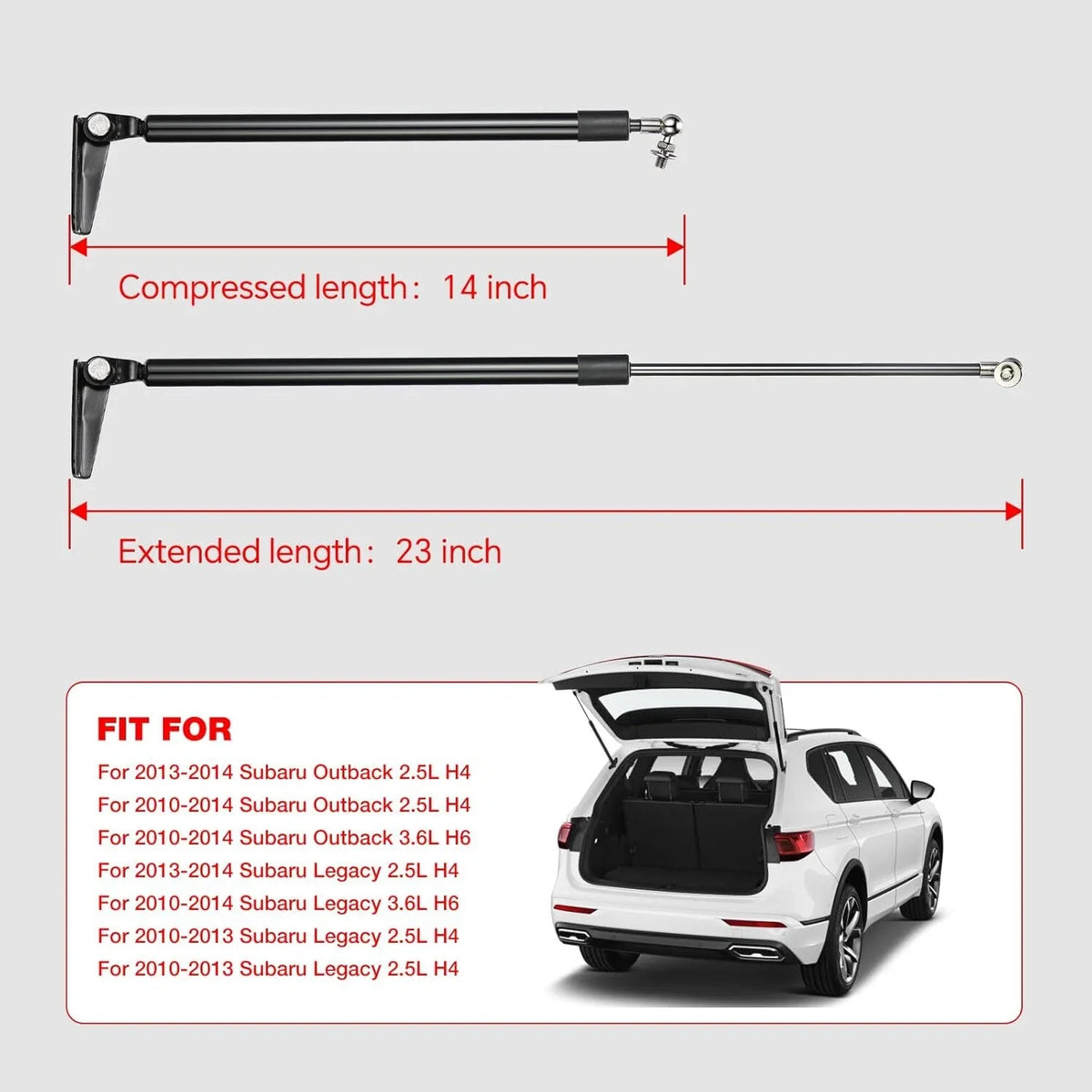 2X Tailgate Lift Supports for Subaru Legacy Outback (2010–2014)