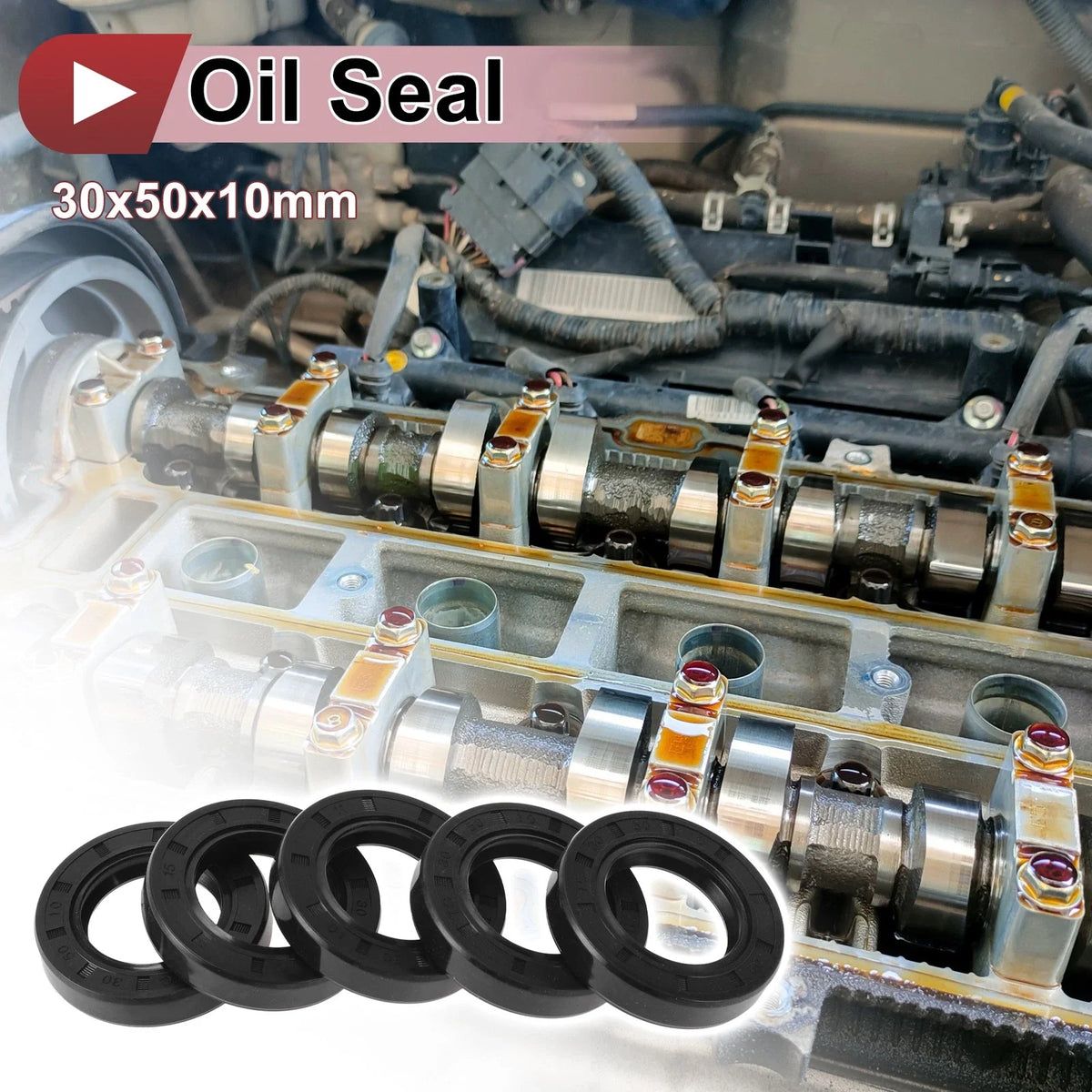 Set of 5 Rotary Shaft Oil Seals 30x50x10mm Nitrile Rubber 672668828601