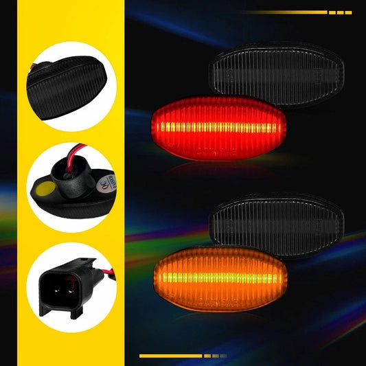 Set of 2 Front Amber Rear Red LED Side Marker Lights for Ford F-150 Raptor (2010–2014)