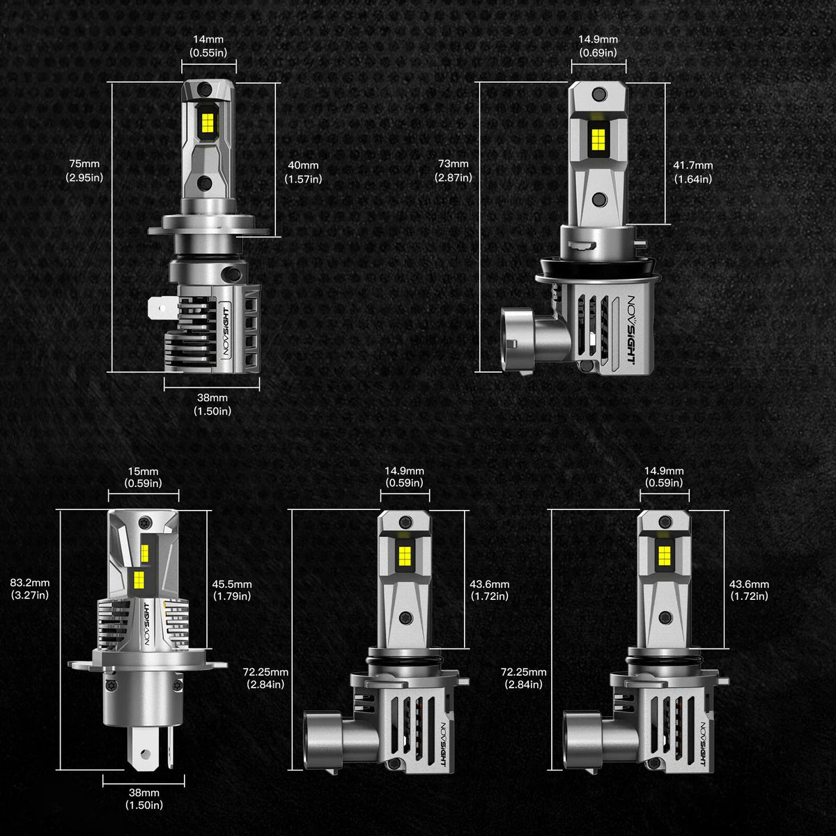 LED Headlight Bulbs H7 2X for NOVSIGHT 80W 18000LM 6500K