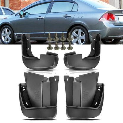 4-Piece Set of Mud Flaps for Honda Civic Sedan 2006 to 2011