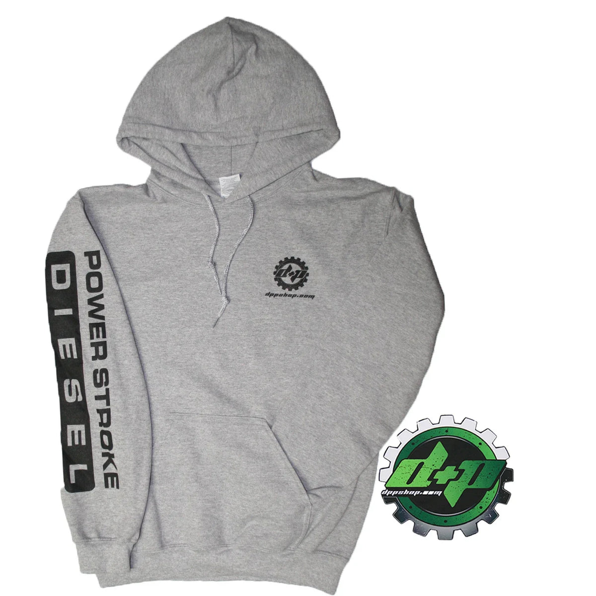 2X Lt Gray Hoodie for Ford Powerstroke Diesel