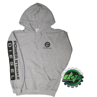 2X Lt Gray Hoodie for Ford Powerstroke Diesel