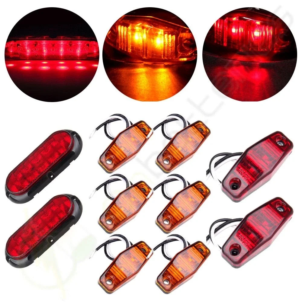Trailer Turn Signal Light Set - 2X 6" Red Tail Stop + Side Marker