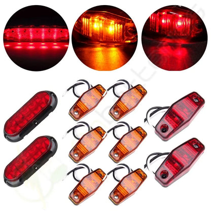 Trailer Turn Signal Light Set - 2X 6" Red Tail Stop + Side Marker