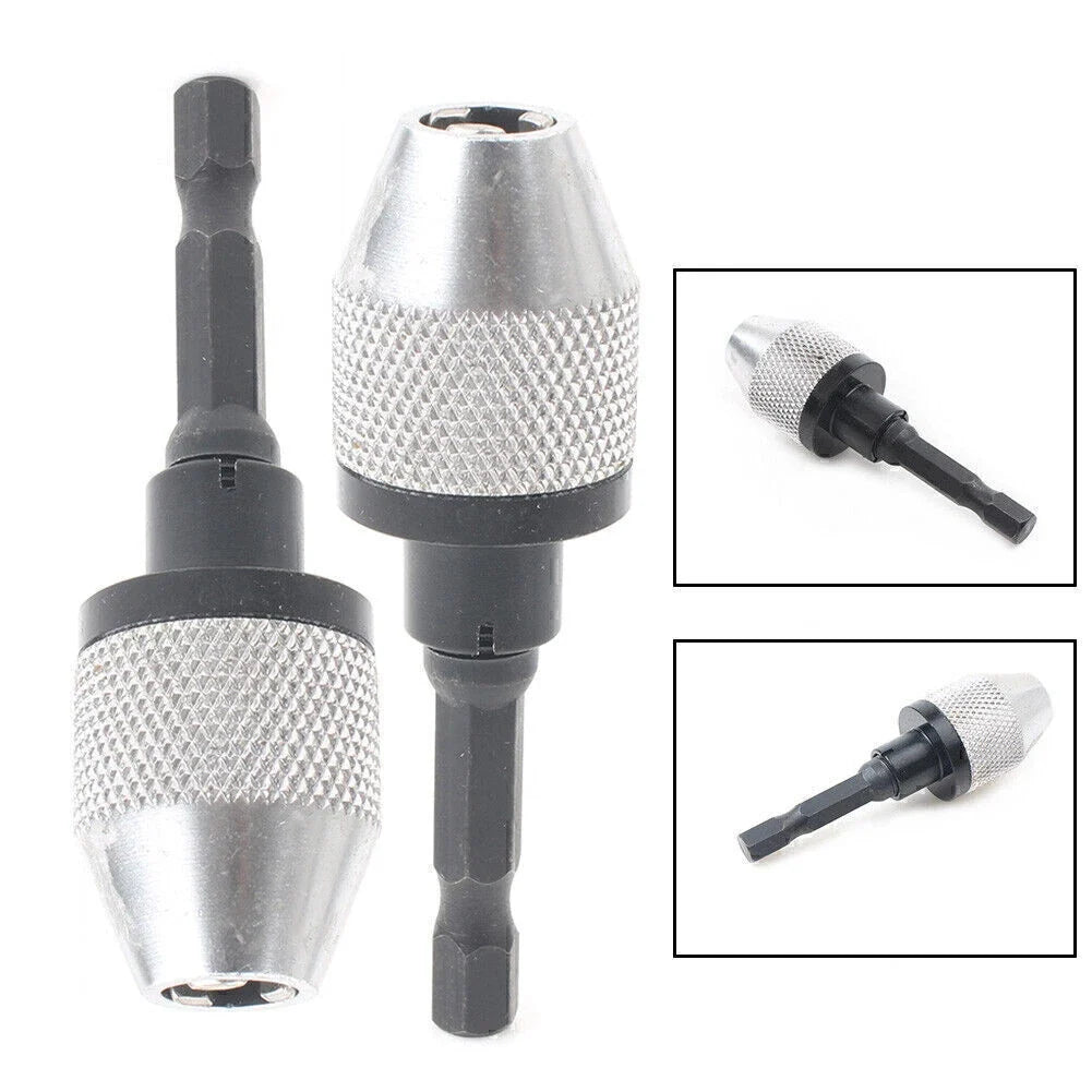 1/4'' Hex Shank Keyless Drill Bit Chuck Adapter Converter 1.2-7.0mm
