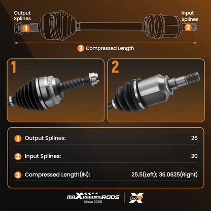Front CV Axle Shafts for Toyota Corolla 2009-2017 & Pontiac Vibe 2009-2010