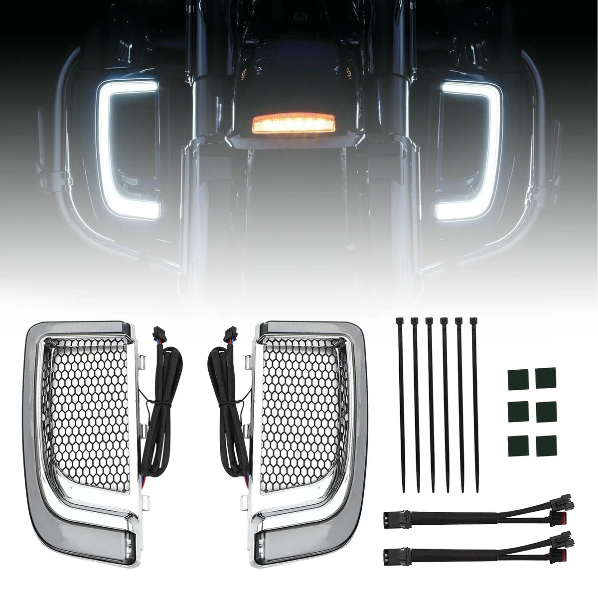 Lower Fairing Grills Lights LED for Tracer Electra FLH/T Road Glide 2014–2023