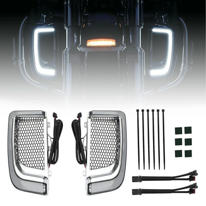 Lower Fairing Grills Lights LED for Tracer Electra FLH/T Road Glide 2014–2023