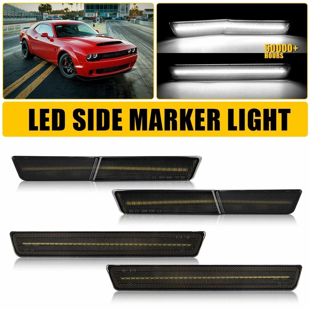 White LED Front Side Marker Lights for Dodge Challenger SRT RT Widebody (2018–2022)