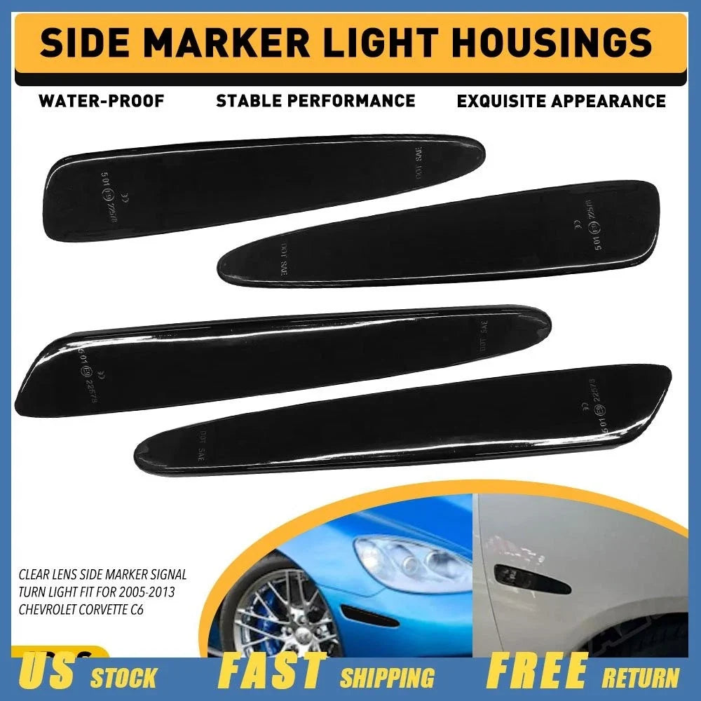 Smoked Front & Rear Side Marker Lights for Chevy Corvette C6 (2005–2013)