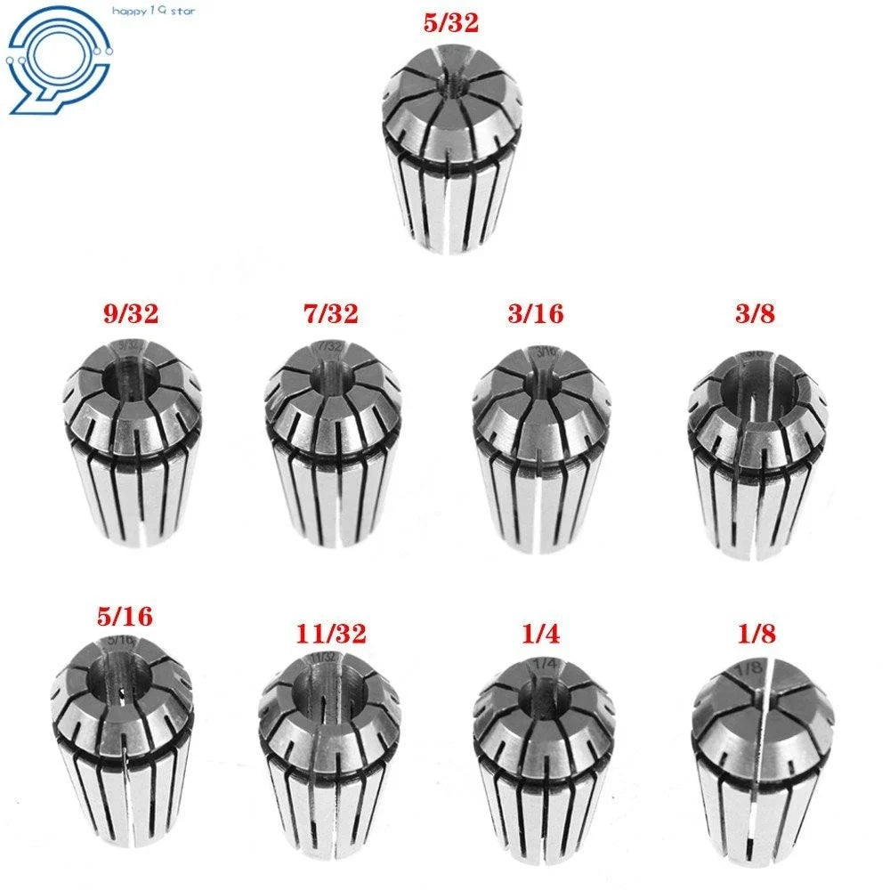 9Pcs ER16 1/8 - 3/8" Spring Collet Set for CNC Milling Lathe Tool