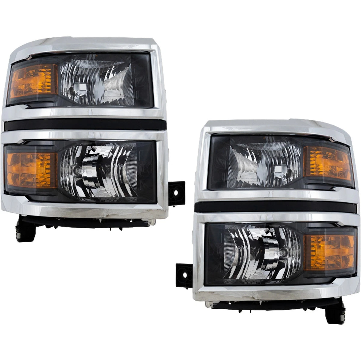 Headlight Set for Chevrolet Silverado 1500 (2014–2015) Halogen Chrome