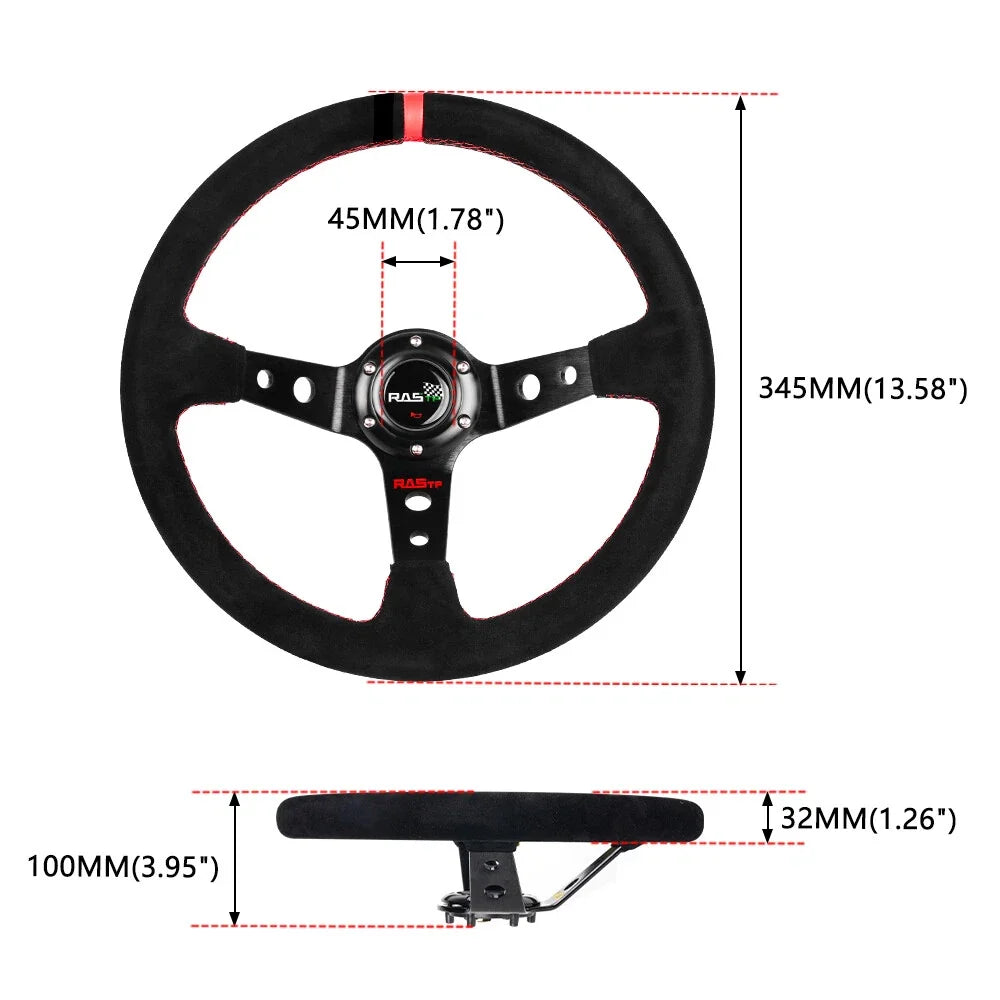 14" Racing Steering Wheel & Quick Release Adapter in Suede