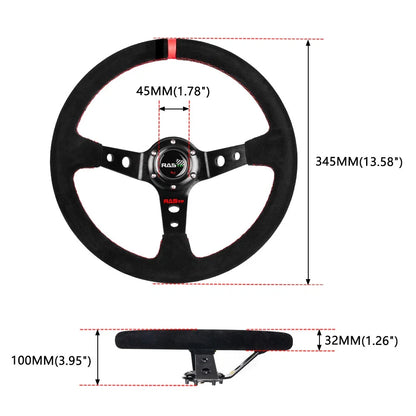 14" Racing Steering Wheel & Quick Release Adapter in Suede