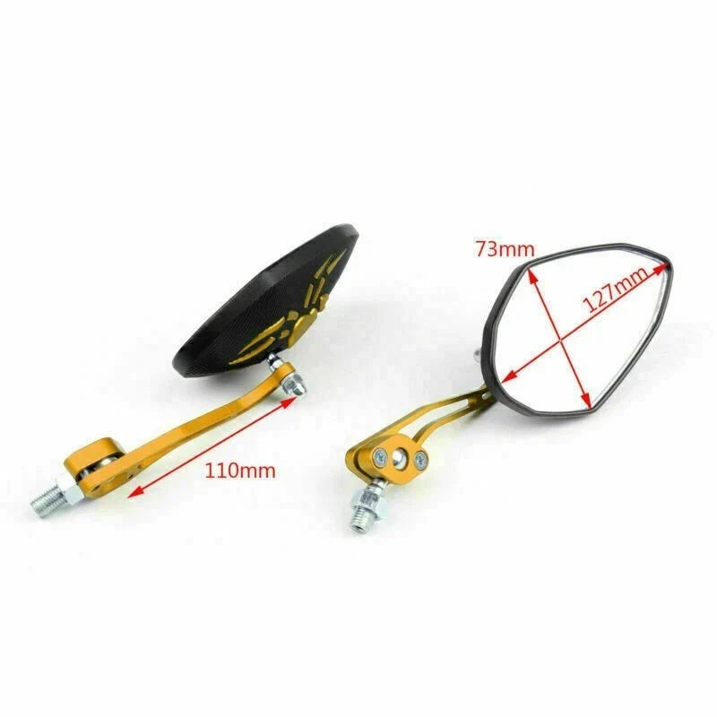 Gold Side Mirrors for Motorcycle Rear View 8mm 10mm Universal