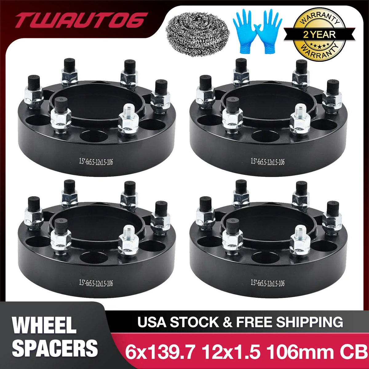 1.5" 6x5.5 Wheel Spacers for Toyota Tacoma FJ Cruiser Sequoia (2005–2024)