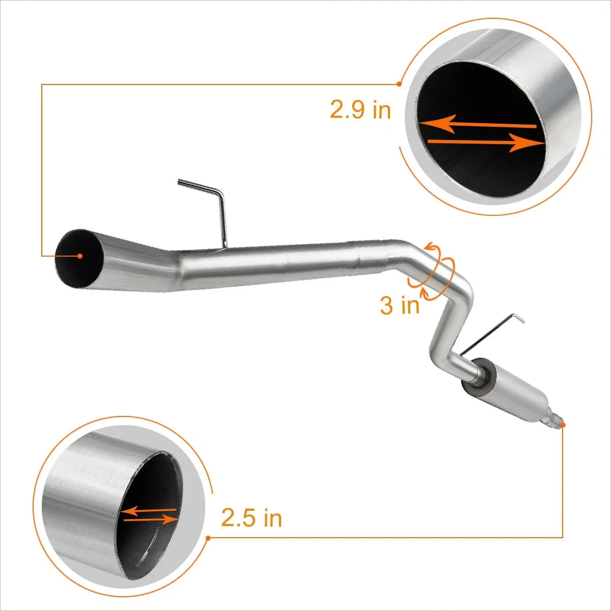 Catback Exhaust System 3" OD Aluminized for Nissan Titan 2004-2006