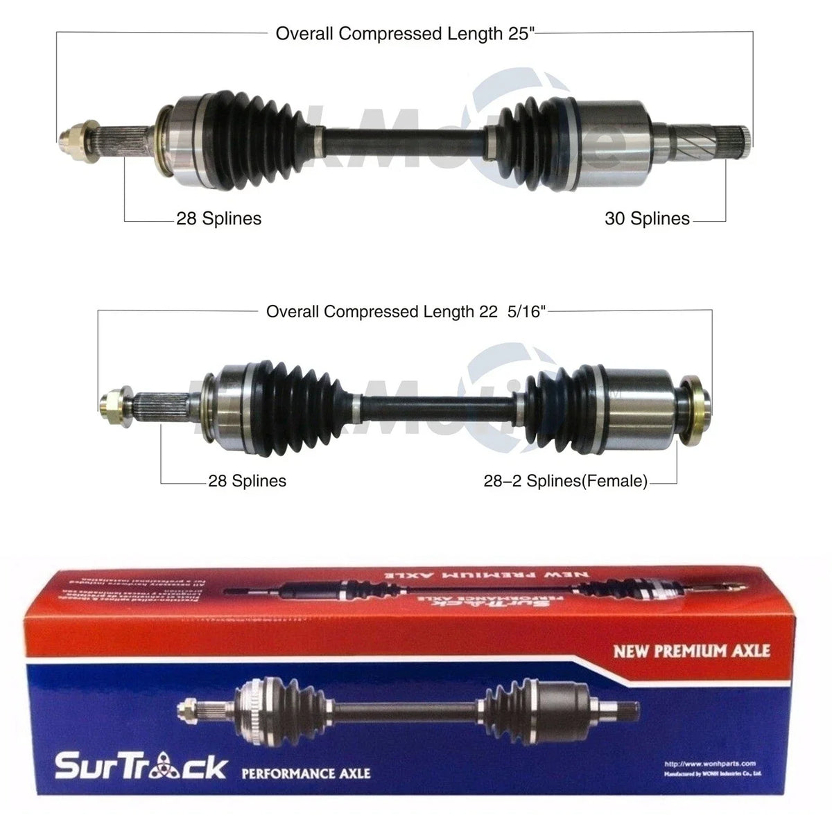 Set of 2 Front CV Axle Shafts for Kia Sorento 4WD (2003–2009)