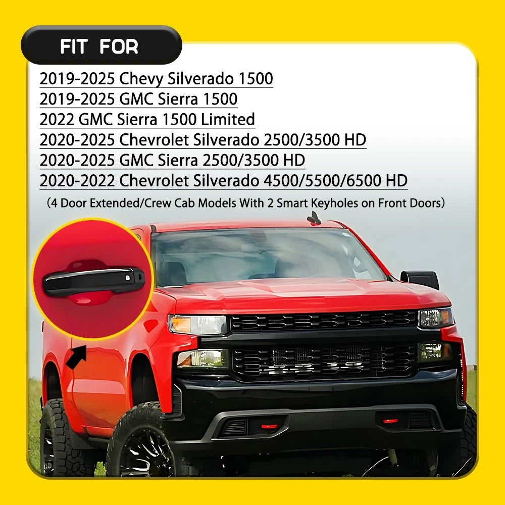 Set of 4 Matte Black Handle Covers for Chevy Silverado 1500 (2019–2025)