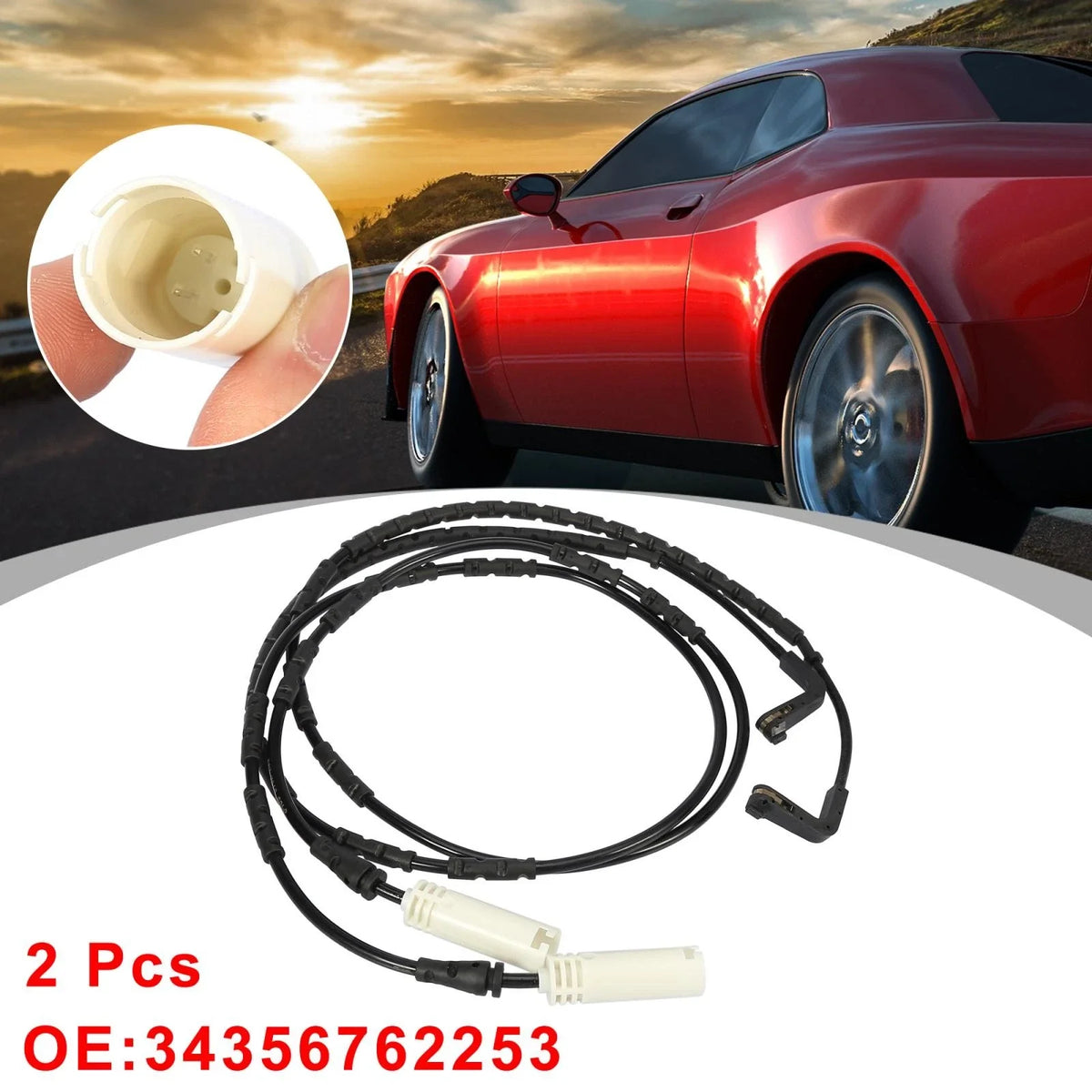 2X Rear Brake Pad Wear Sensor for BMW 335i (2007–2009) 34356762253 34356789445