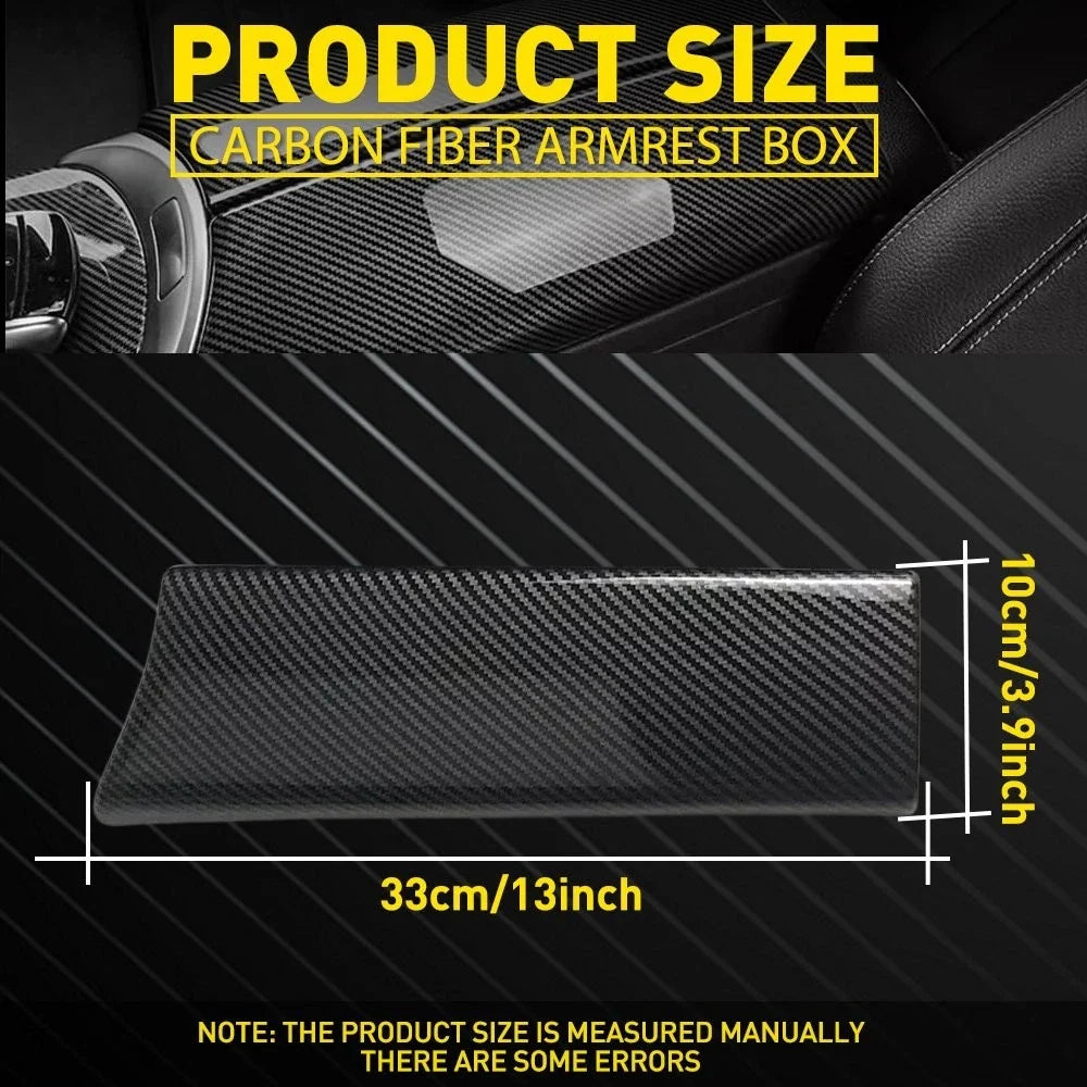 ABS Carbon Fiber Armrest Storage Box Cover for Mercedes C GLC E Class (2015–2021)