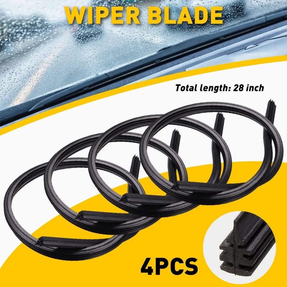 Frameless Wiper Blade Refills 28in - Set of 4 Rubber