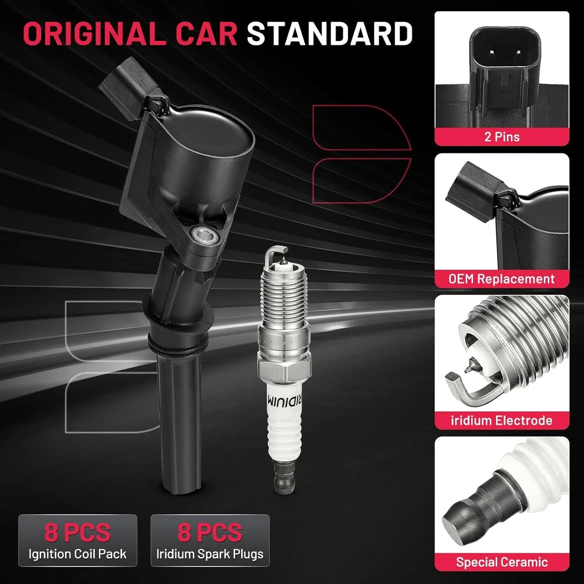 8 Pack Ignition Coils & Spark Plugs SP479 for Mercury Grand Marquis (1998–2011)
