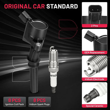 8 Pack Ignition Coils & Spark Plugs SP479 for Mercury Grand Marquis (1998–2011)