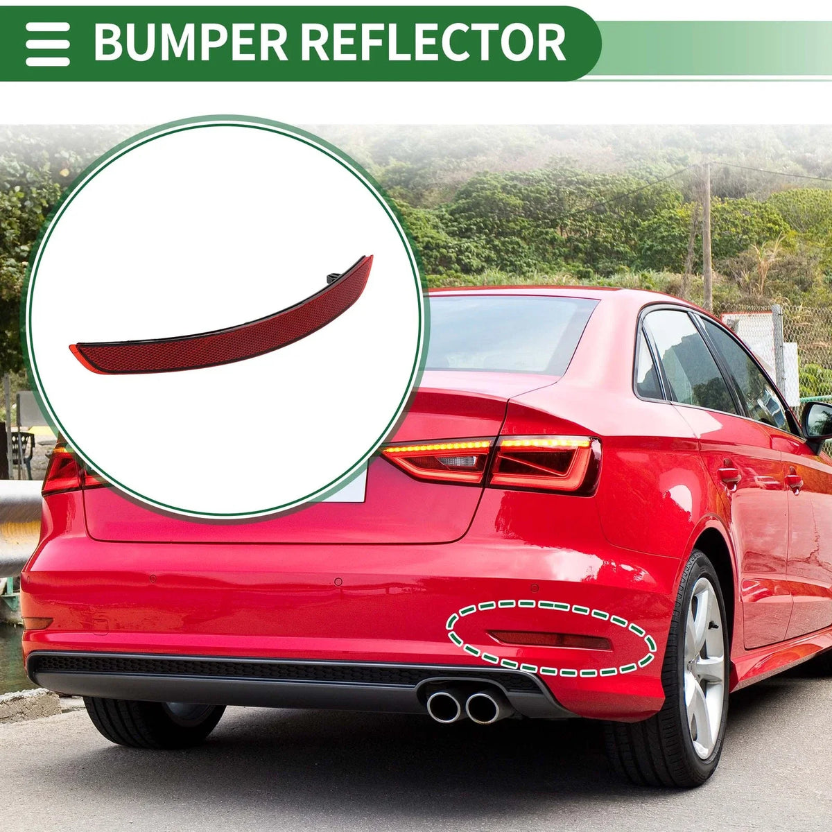 Bumper Reflector No. 8VD945106/8V5945106A for Audi A3 (2014–2016)