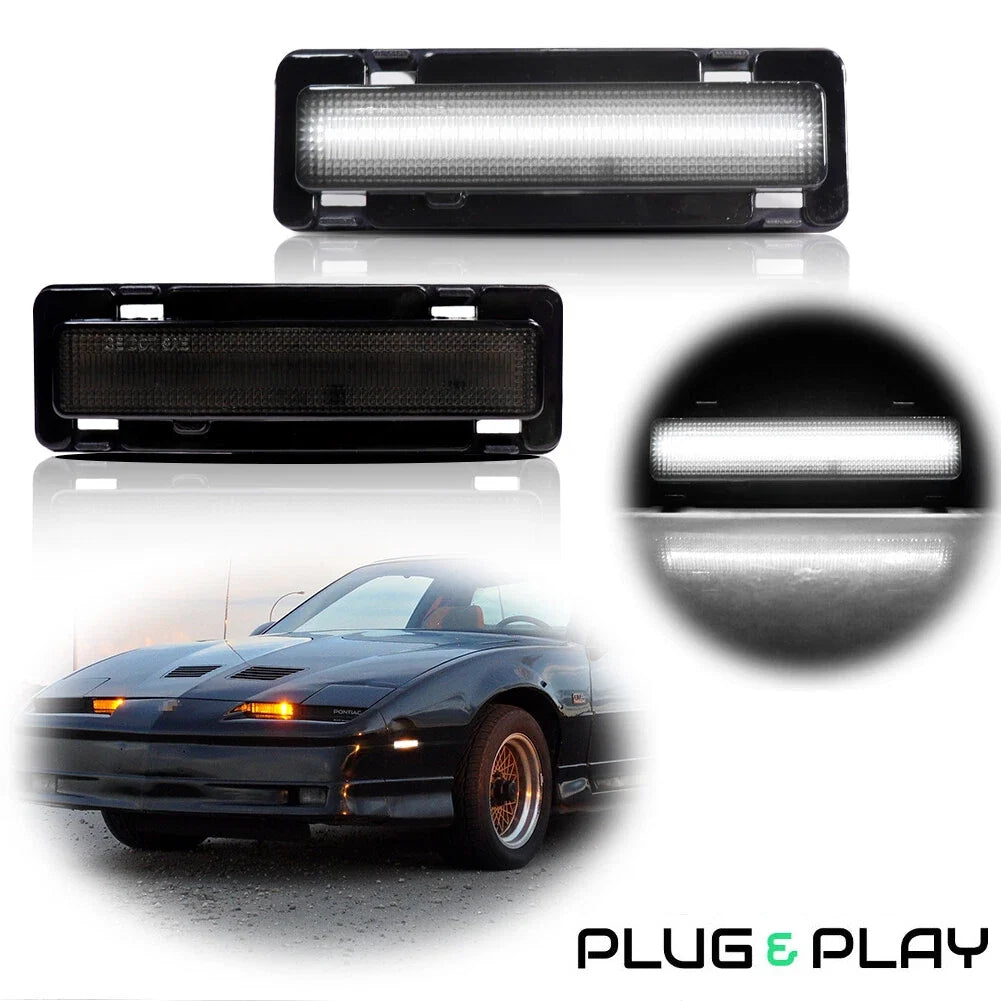 Smoked White Front Side Marker Lamps for Chevy Camaro Pontiac Firebird