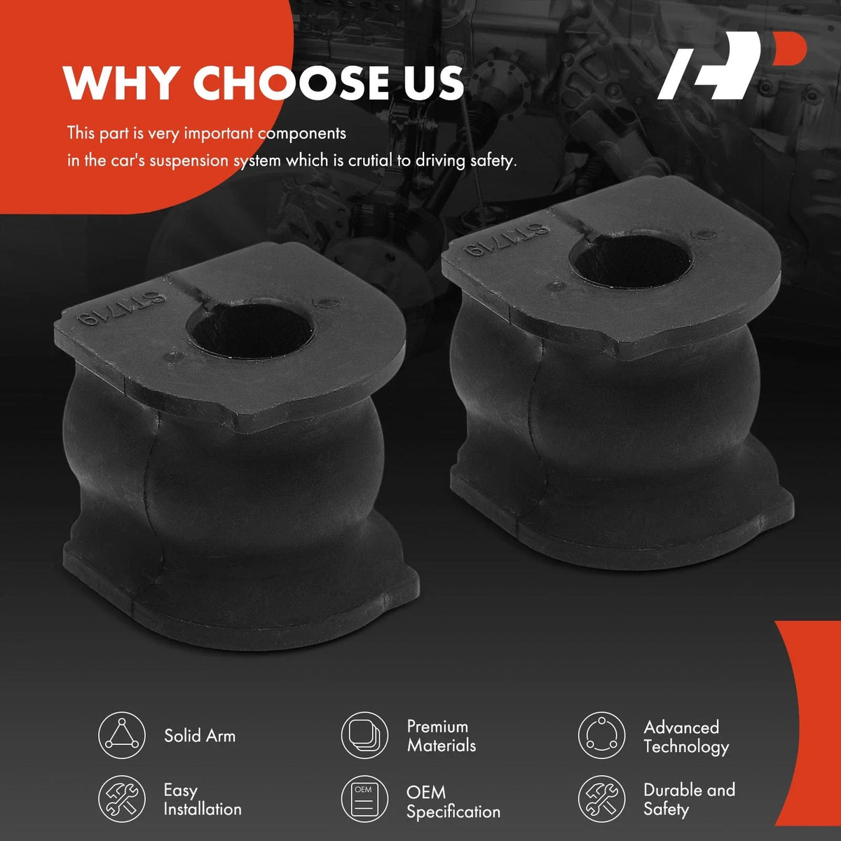 Rear Sway Bar Bushings - 2 Piece Set for Honda Civic (2013-2015)