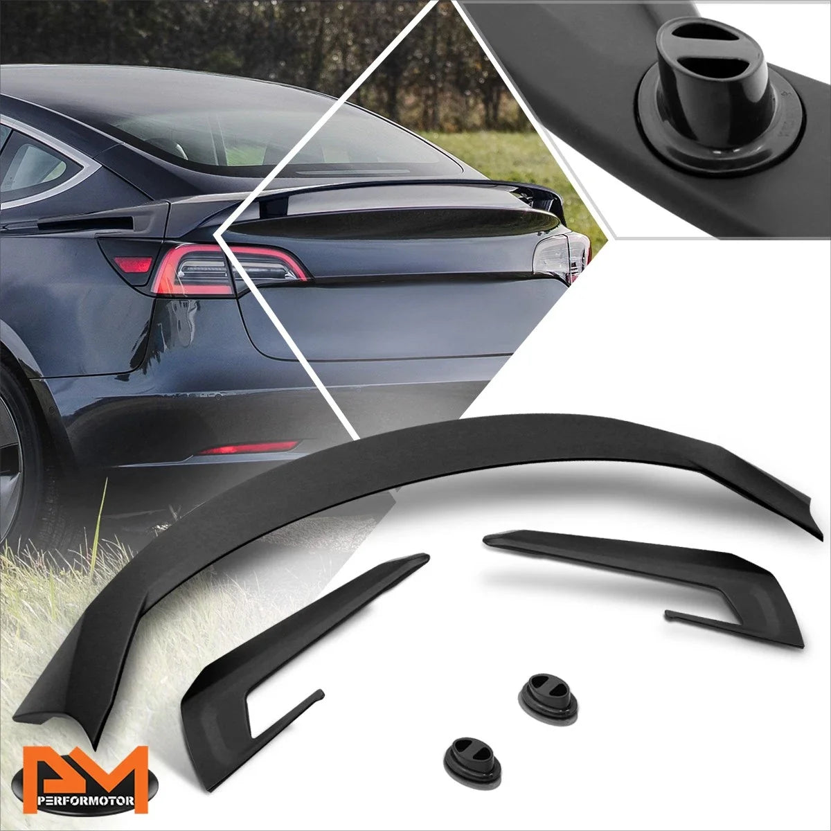 3Pcs Body Kit Rear Tailgate Spoiler for Tesla Model 3 (2017-2022)