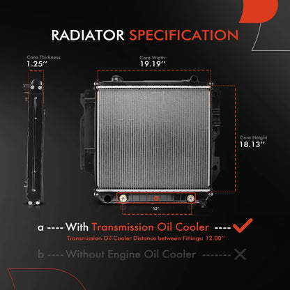 Radiator with Trans Oil Cooler for Jeep Wrangler 1987-1995, 1997-2006