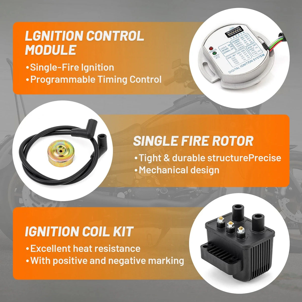 Single Fire Ignition Coil Kit for Harley Big Twin & XL Evo