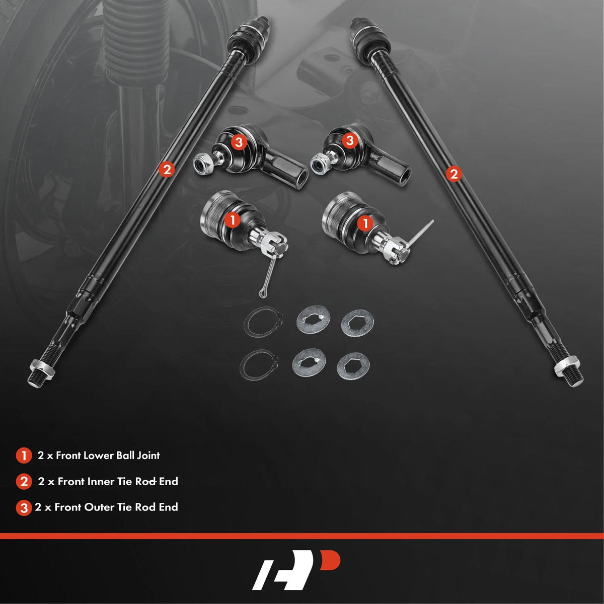 6x Front Ball Joints and Tie Rods for Honda Civic (2001-2005)