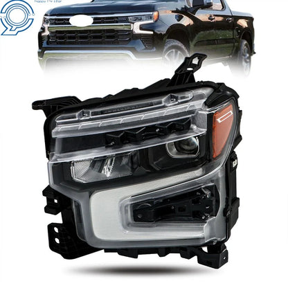 2022-2024 Chevy Silverado 1500 Driver Side Headlight with Black LED DRL