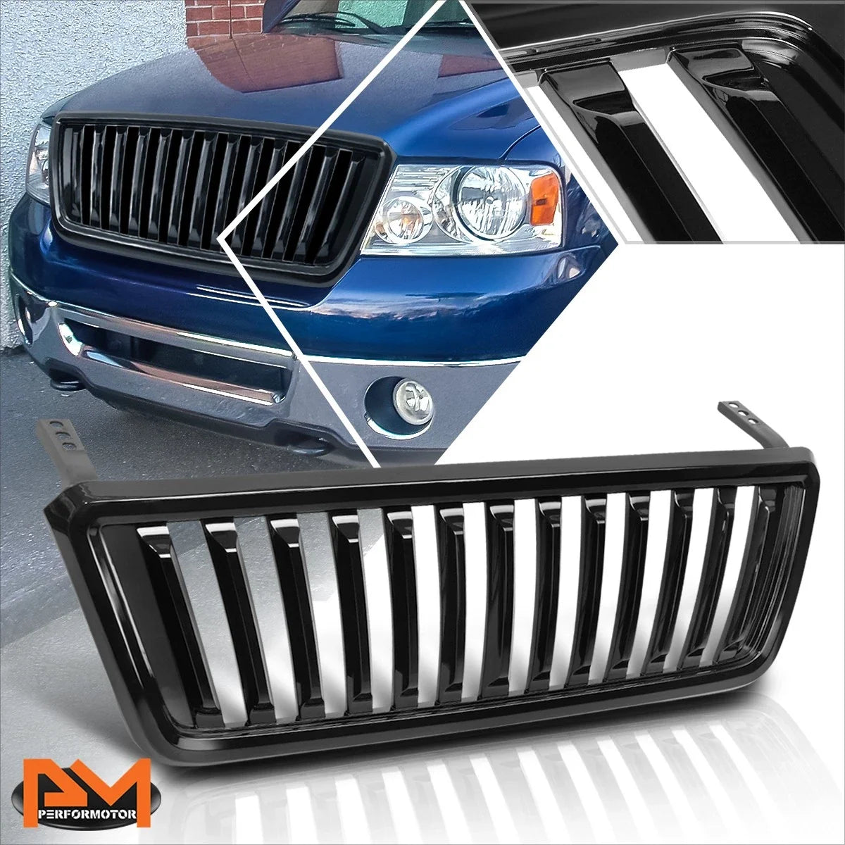 Front Grille Frame, Black ABS Plastic for Ford F150 2004-2008