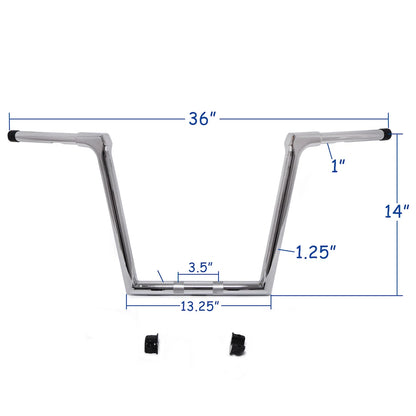 Chrome 14" Ape Hanger Handlebar for Harley Road Glide FLTRX FLTRU (2015–2020)