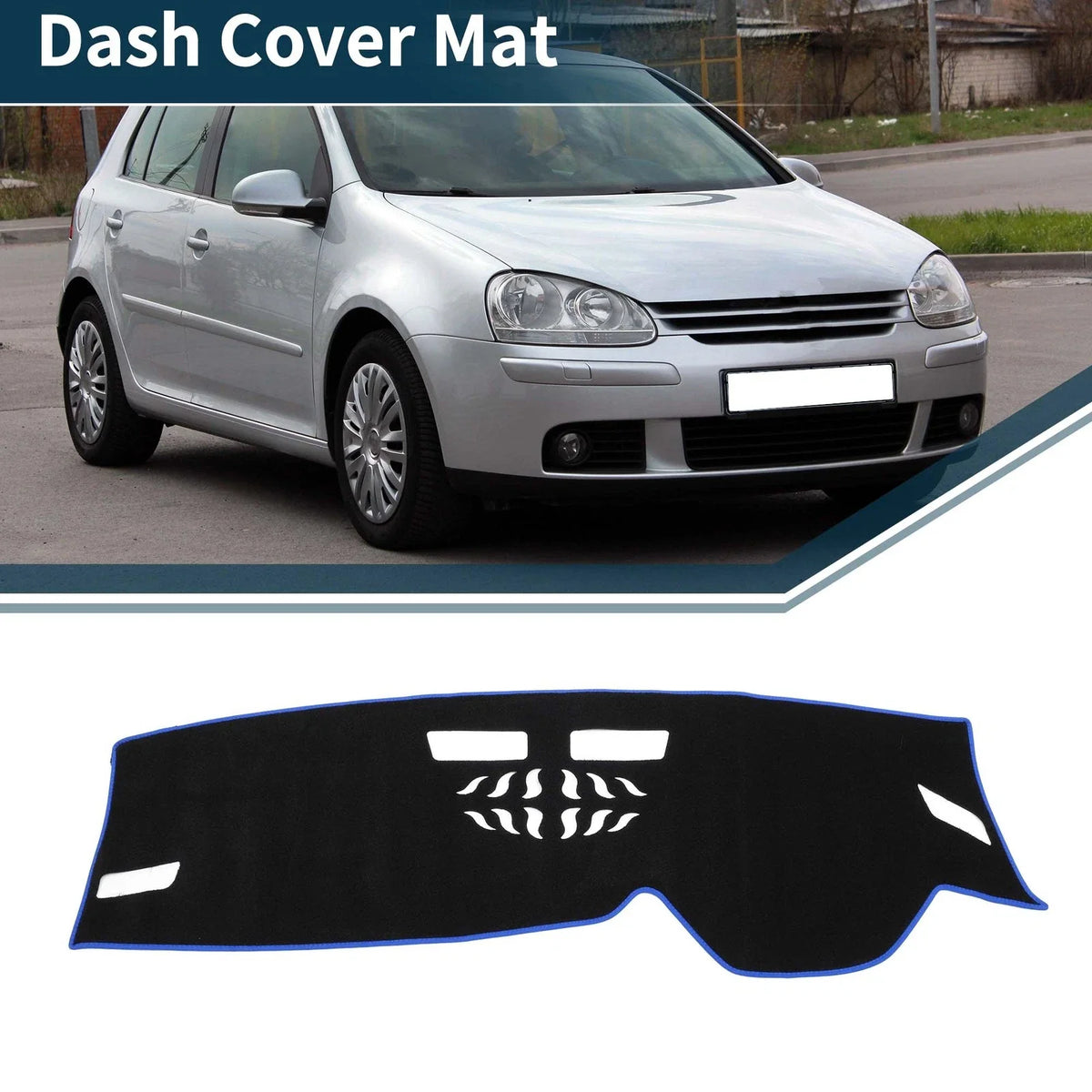 Dashboard Cover Mat for Volkswagen Golf 8 (2021–2024) Sun Protector Black Blue