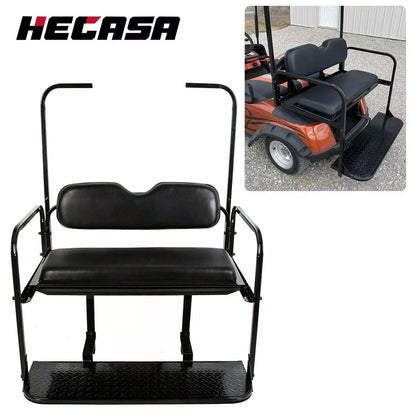 Black Cushion Rear Flip Seat Kit for EZGO TXT Golf Cart with Roof Support