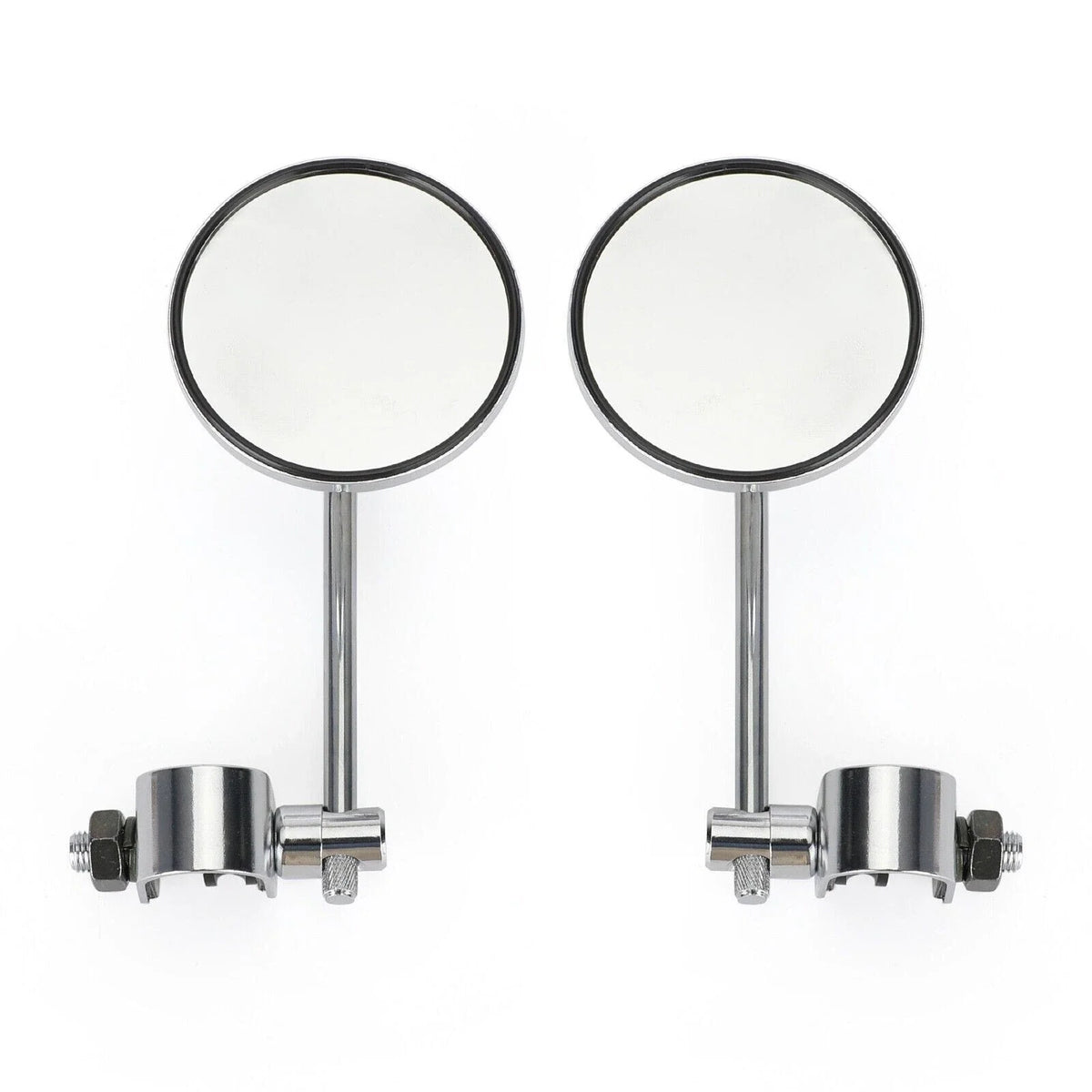 Universal 4" Chrome Round Mirror with Short Stem for Chopper/Scooter
